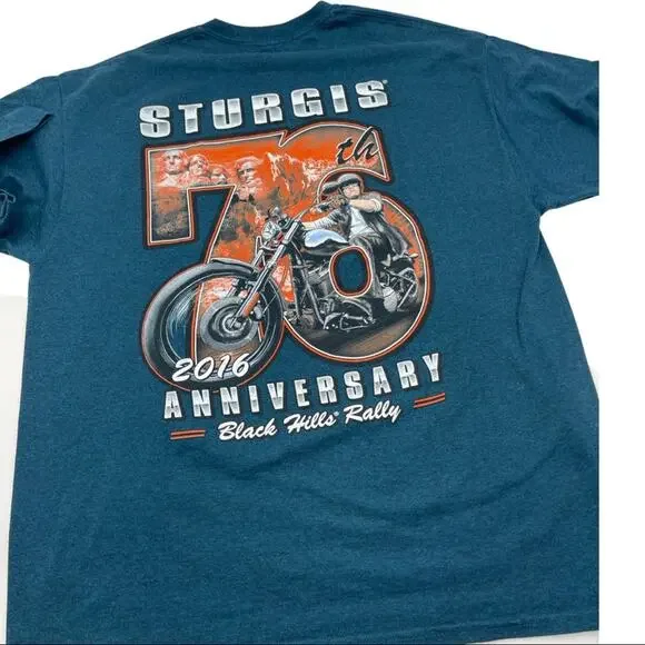 STURGIS 2016 76th anniversary biker's event Black Hills Rally men's t-shirt M - Picture 9 of 9
